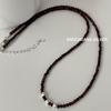 Su Chuang S925 Sterling Silver Red Tiger Eye Bead Necklace - Women's High-End Clavicle Chain.