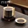 Handcrafted Rosewood Ebony Wood Coaster Set With Copper Inlay Tea Cup Heat Resistant Desktop Drink Mat