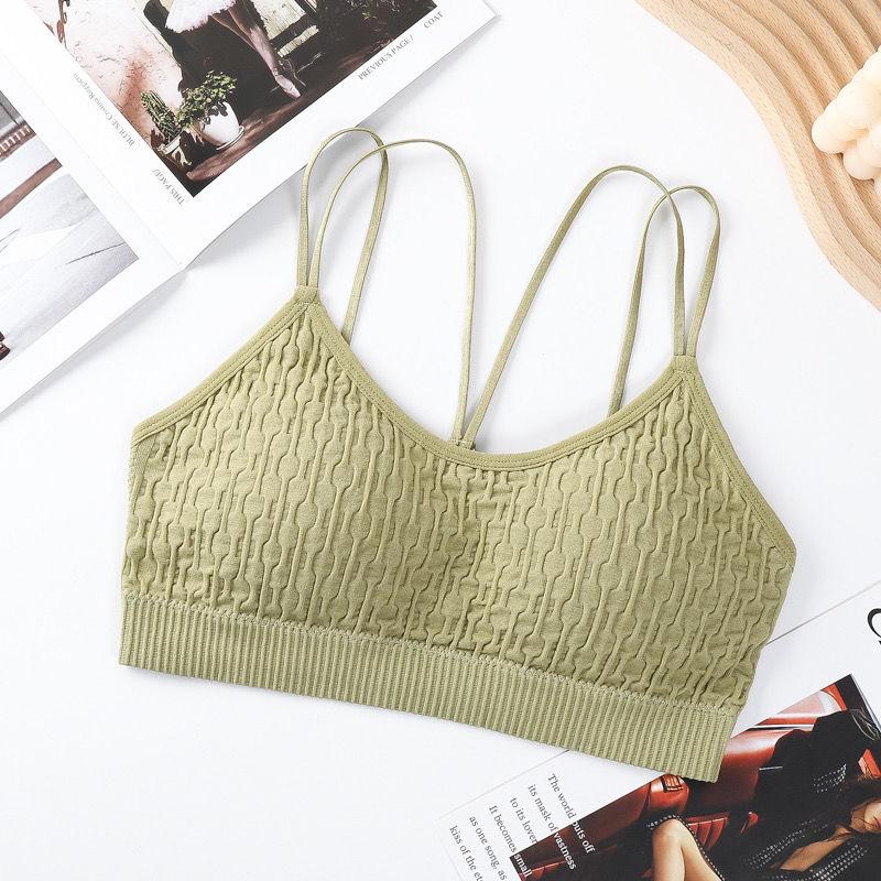 Plus Size Red Spaghetti Strap Backless Bra for Women Non-magnetic Student Sports Cami Bustier Push-Up