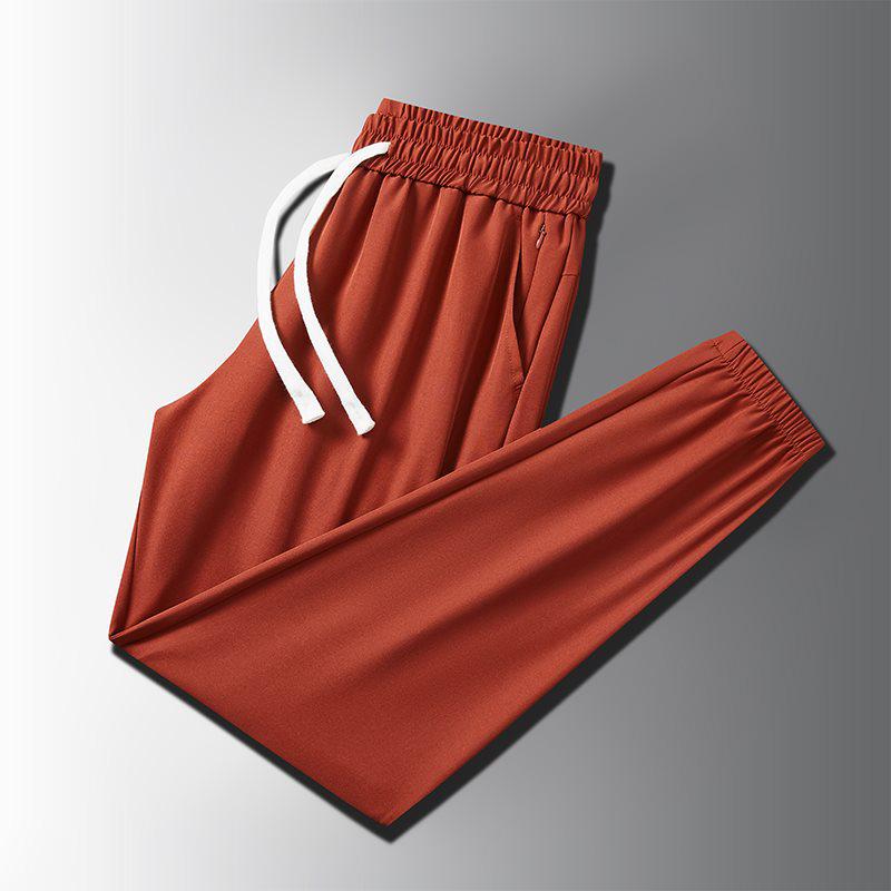 Ice Silk Summer Joggers with Zipper Pockets - Stylish, Casual & High Elasticity