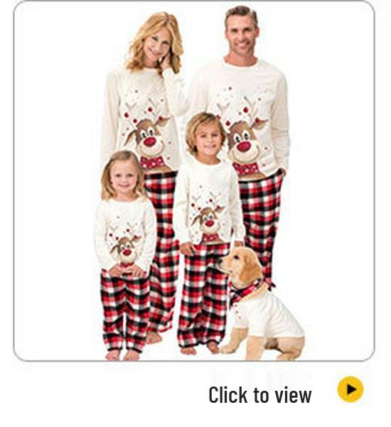 2025 Family Deer Print Cotton Plaid Set - Autumn/Winter Christmas Outfit