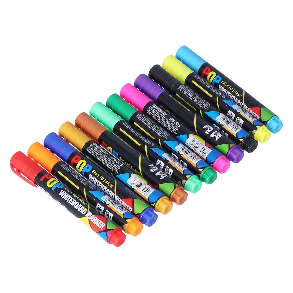 12 Stück Marker Stifte Verschiedene Farben Wischbare Whiteboard Marker für Graffiti Malerei Markierung