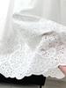 French Embroidered Lace High-Waist A-Line Flared Skirt for Women - Spring/Summer 2026 Collection (White)