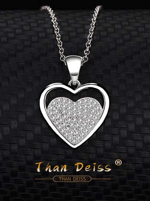 S925 Sterling Silver Micro Lnlay Heart -Shaped Love Necklace Simplicity Fashion Ladies Secklace Personality Jewelry Pendant