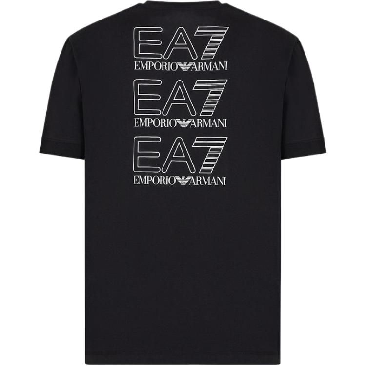 Emporio Armani EA7 FW23 Logo Print Casual Crew Neck T-Shirt Men Tops Black 3DUT02-PJTJZ-1200