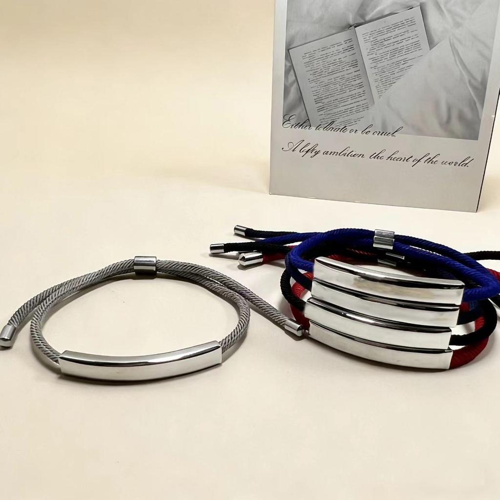 Multicolor Stainless Steel Engravable Woven Bracelet - European & American Festival Gift