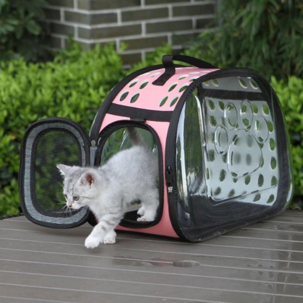 Foldable Cat Backpack Portable Pet Outing Bag Small Dog Transparent Pet Bag  Outdoor Travel
