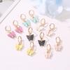 Colorful Acrylic Butterfly Pendant Women Hoop Earrings Trendy Alloy Circle Chic Girl Birthday Party Jewelry Brincos