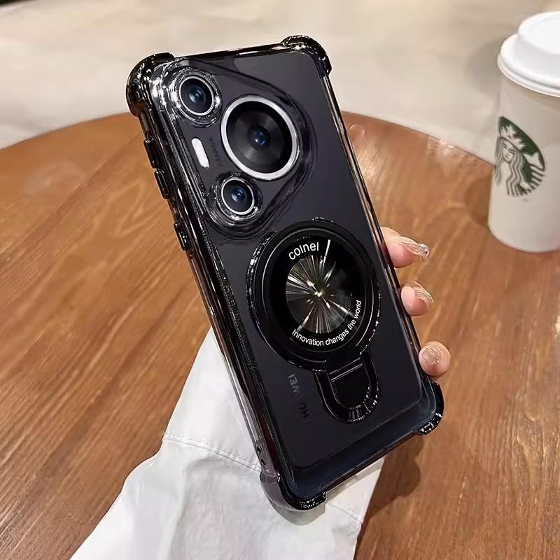 Huawei Pura70 Electroplated Four Corners Compatible with HONOR Magic6 Gradient Magnetic Shield Stand Phone Case Mate60