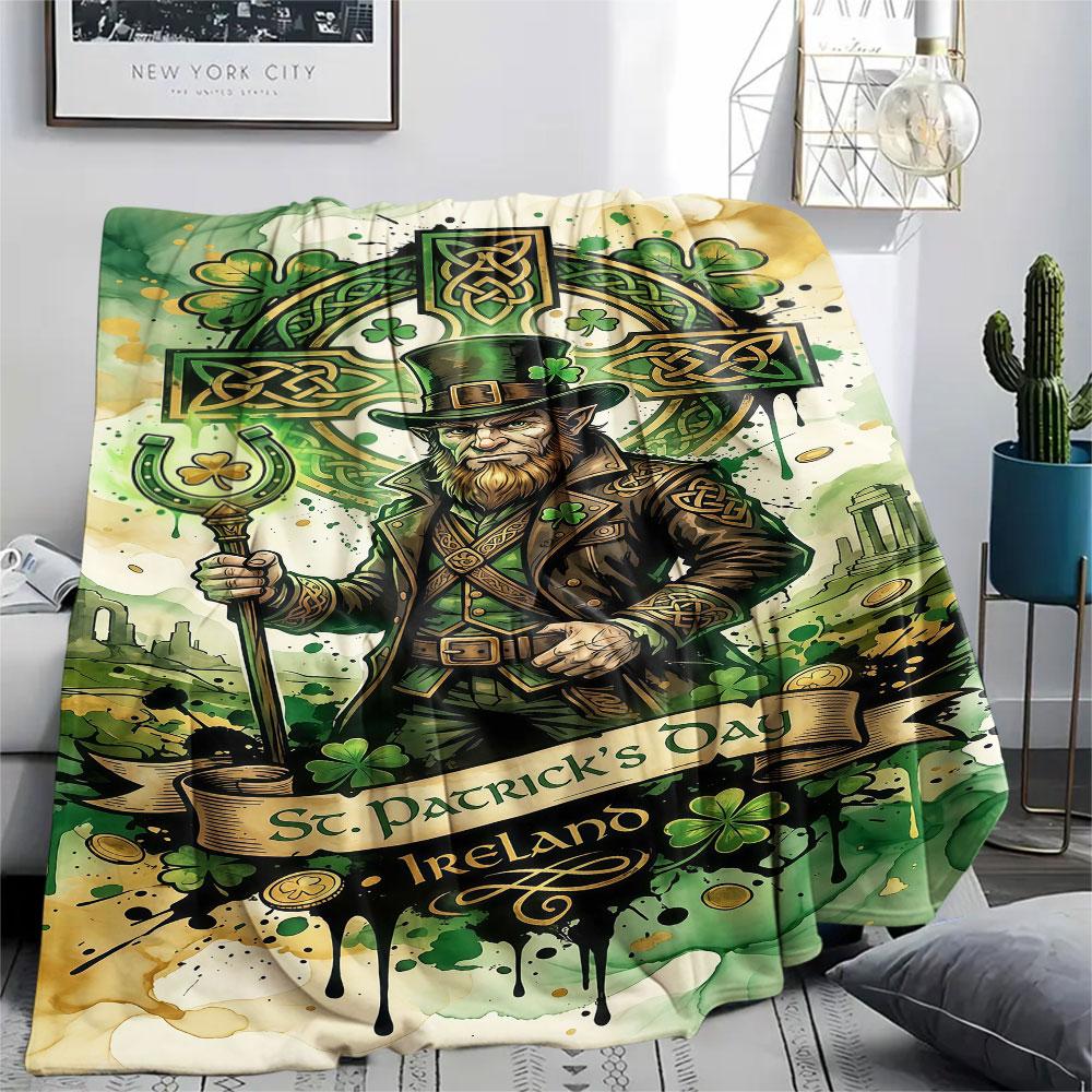1Pc GreenMagic Print Flannel Blanket, High Quality Comfortable for All Seasons, Home Decor, Warmth and Comfort, Perfect for Christmas Gifts
