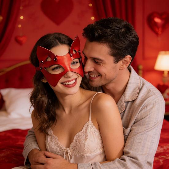 Máscara de Olhos BDSM com Rebite e Design Vazado Tira Ajustável Máscara Erótica para Roleplay Acessório Sexy de Mascarada para Roleplay para a Intimidade de Casais