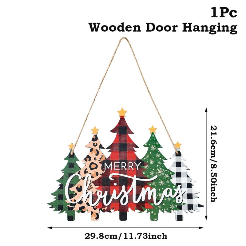 Christmas Wooden Door Hanging Christmas Party Decoration 2025 Xmas Santa Claus Hanging Ornament Navidad Natal New Year Gift 2026