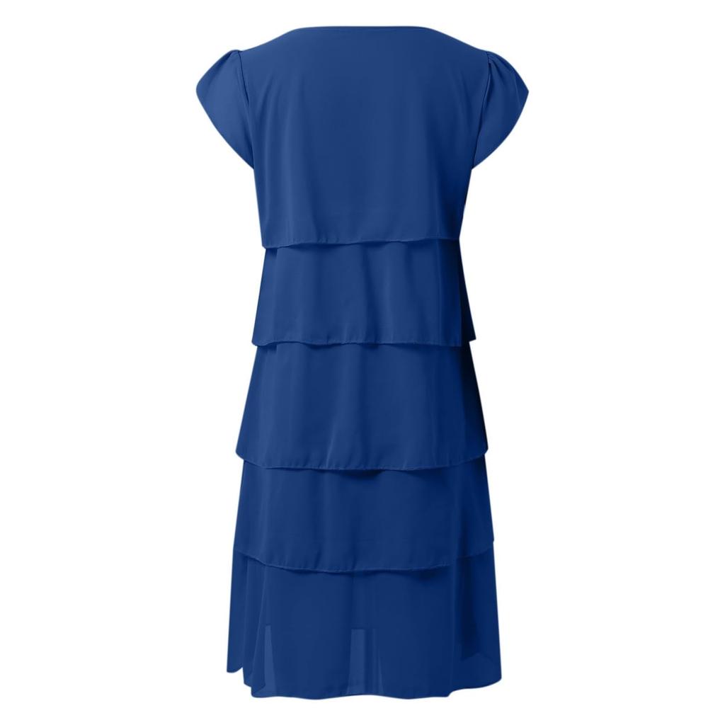 Shot Sleeve  Boho Dress For Women Casual Loose Fit Summer Sundress Solid Dress