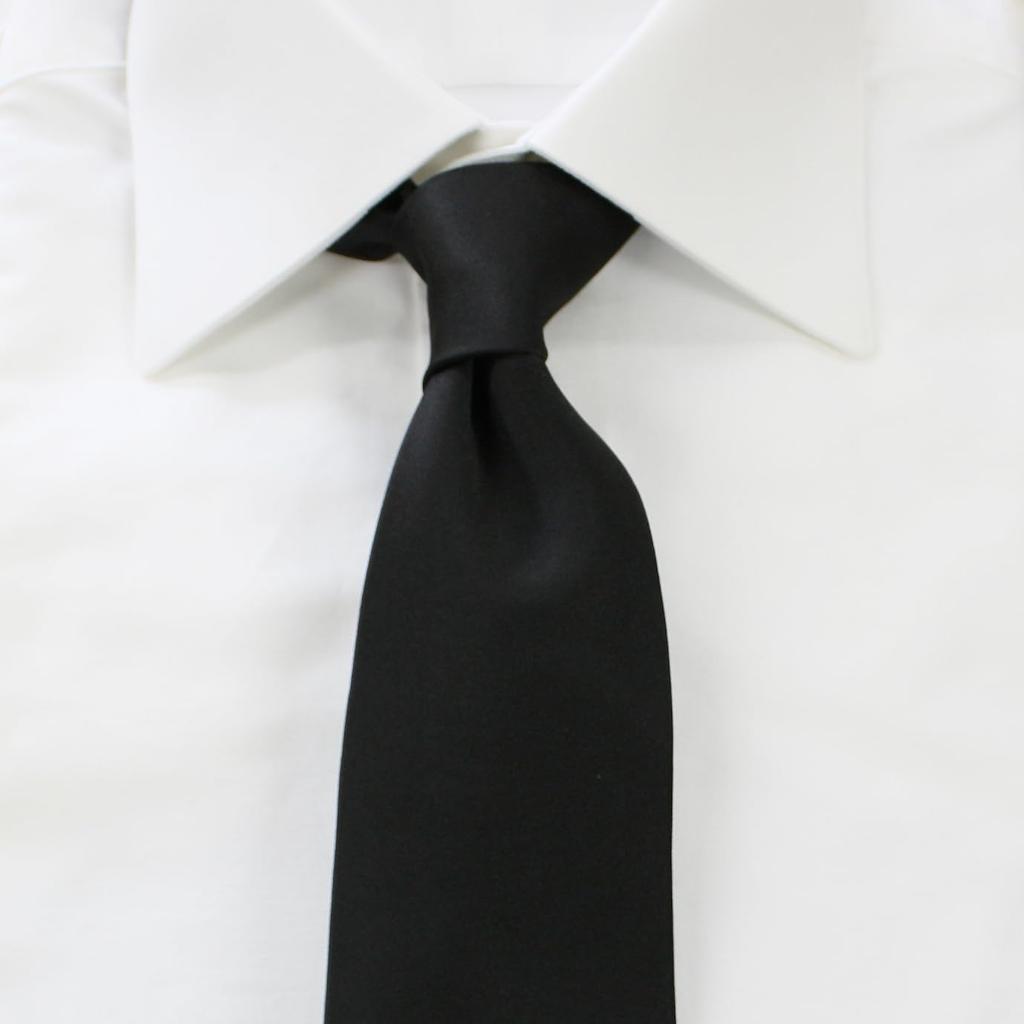 [Nepal Tiger] Formal Tie, Plain Black, for Ceremonial Occasions, Weddings, Receptions, Funerals, Wakes, and Memorial Services.