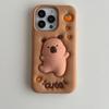 Etui na telefon z miękkiego silikonu, kreskówkowe zwierzątko Kapibara 3D, do iPhone 16 15 14 13 12 Pro Max 16pro, odporne na wstrząsy, z paskiem na nadgarstek