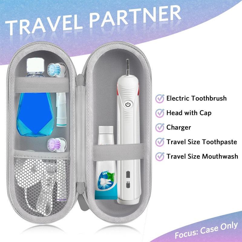 Shockproof Waterproof Electric Toothbrush Travel Case - Large Capacity EVA Protective Organizer for Brushes, Heads, Charger