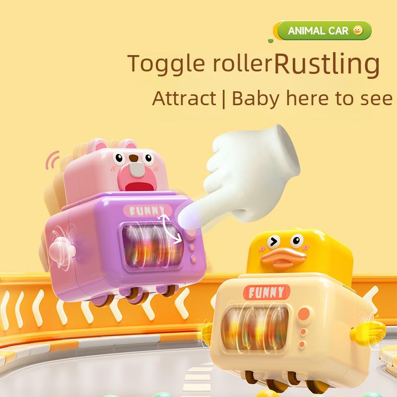 Adorable Cartoon Animal Push And Go Car With Pressable Head And Sound Rattle