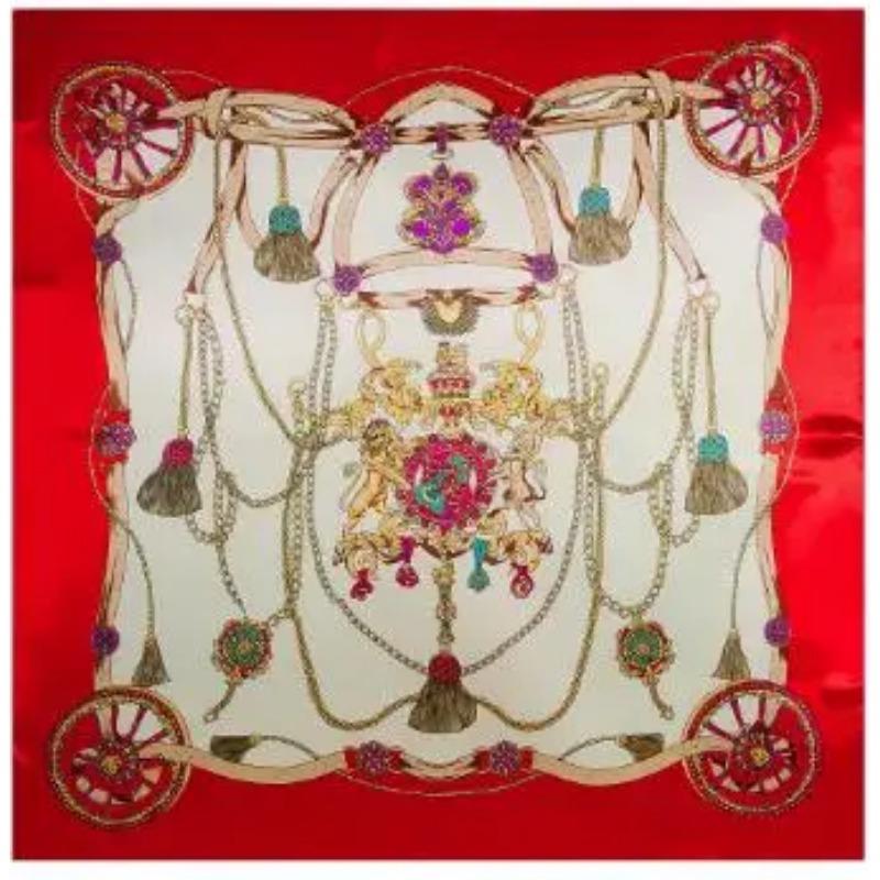 

90cm*90cm Silk Square Scarf Women Element Bag Print Foulard Big Hijab Bandana Lady Neckerchief High QualScarves Wraps For Ladies 90x90cm