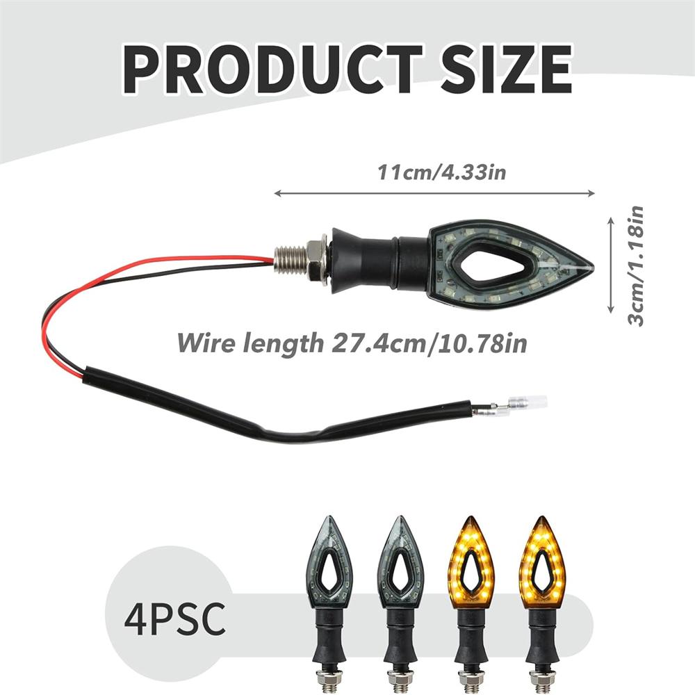 4pcs Universal 12 V LED Motorcycle Mini Indicator, Micro Indicator, Amber, Waterproof Running Light Indicator,for Street Bike,  Moped Scooter