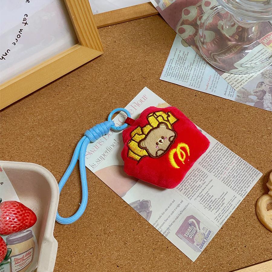 Plush Food Bear Keychain With Short Pile Fabric For Couples And Gift Giving