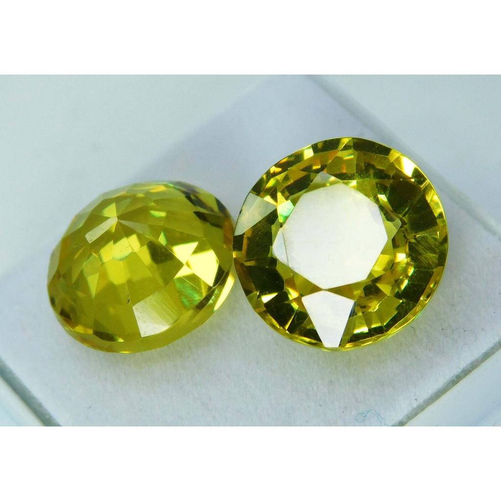 Yellow Sapphire Excellent Round Cut 20.54 Ct Natural Certified Gemstone Of Pair
