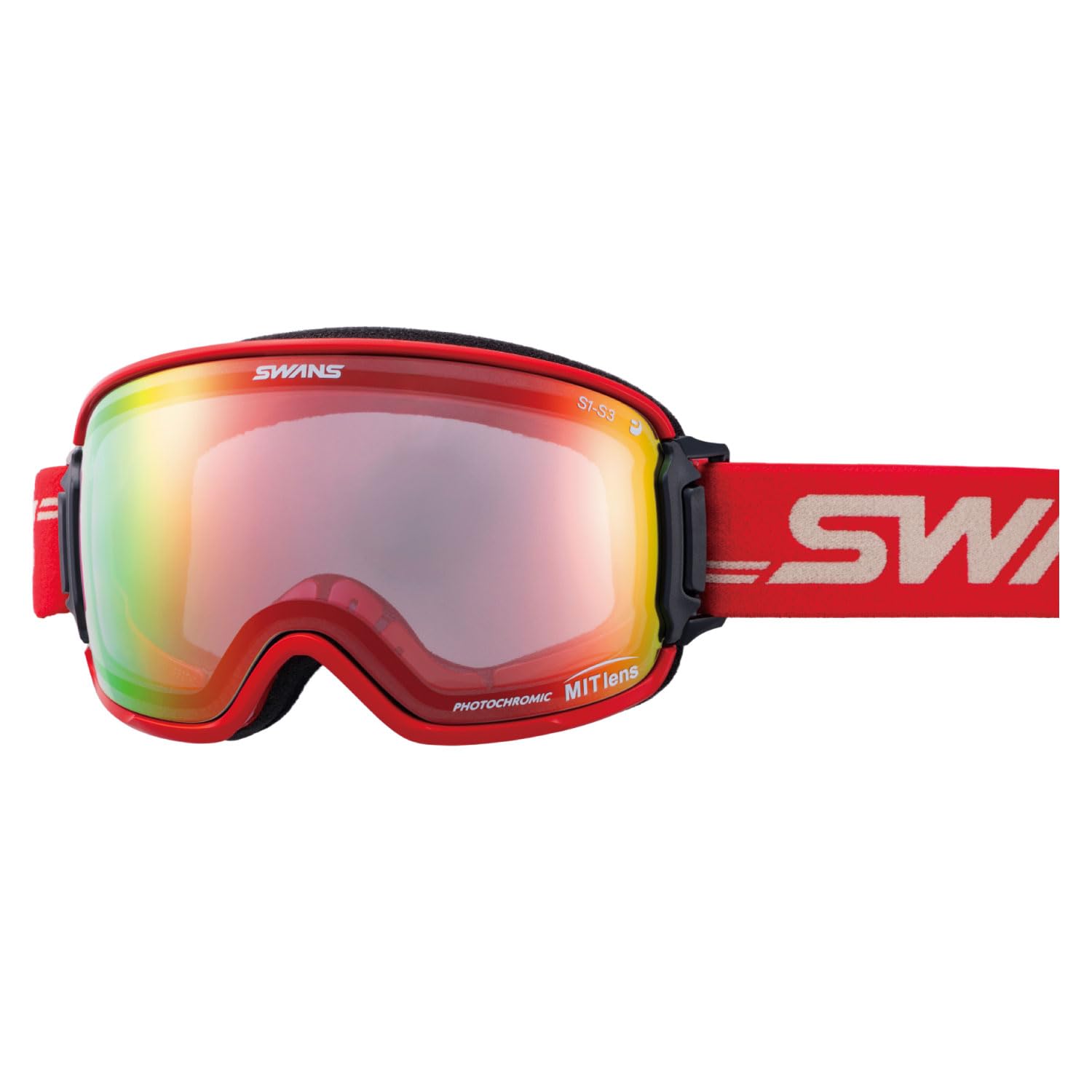 

Swans RIDGELINE Snow Made in Glasses MIT Spherical Goggles with MIT Red Mirror and Light Gray UV Glasses and Goggles, Japan, Anti-Fog, Compatible,