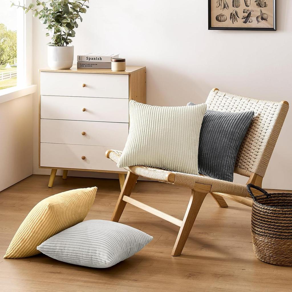 2 Stück Windmühlen-Textur Gestreifte Patchwork Corduroy Kissenbezüge - Weiche Moderne Bauernhaus-Dekoration für Sofa, Couch, Schlafzimmer