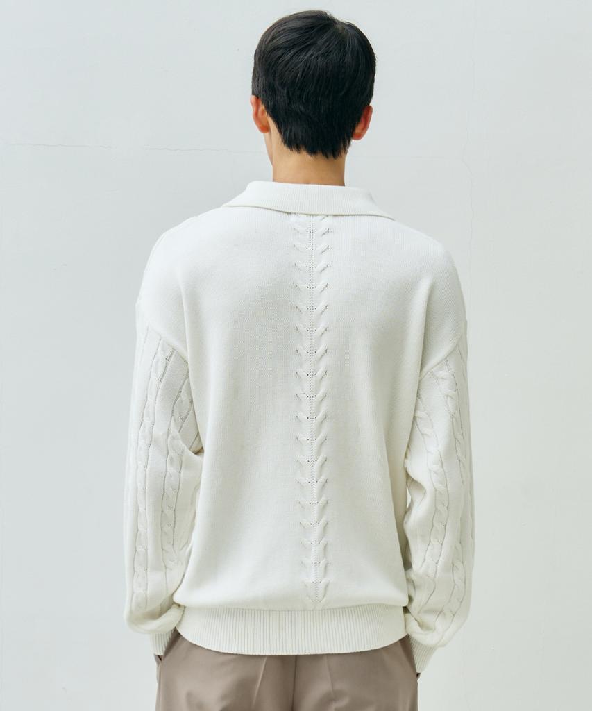 MINAV Maxi Cable Collar Knit [Ivory]