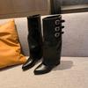European and American Pointed Thick Heel Thin Inner Heightening Sleeve Martin Boots 2025 Autumn and Winter Spice Girl Fried Street Crowe Knight Boots