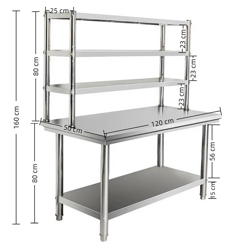 Multifunctional Stainless Steel Table For Home Use, With Adjustable Legs, Available In Multiple Sizes.