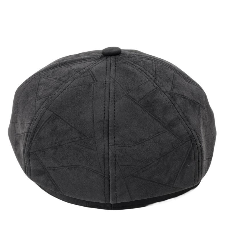 Wildleder Karomuster Achteckige Hut Damen Literarischer Malerhut Britische Retro Kappe Baskenmütze