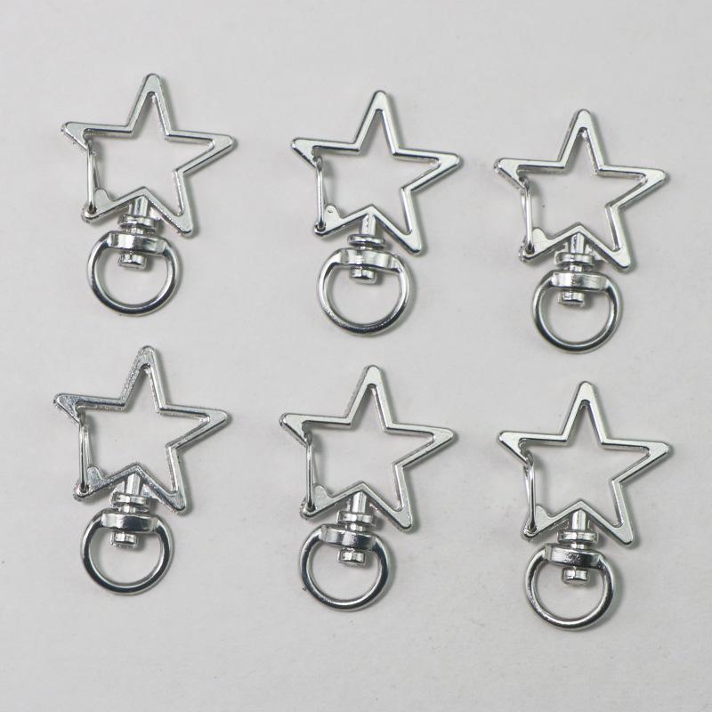 Five-Pointed Star Keychain with Star-Shaped Spring Snap Hook - Versatile Carabiner DIY Pendant.
