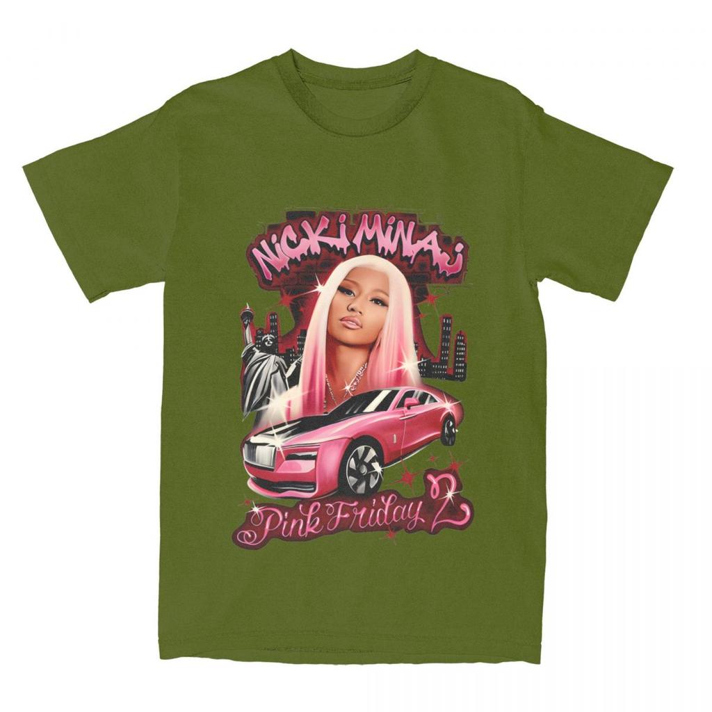 Novelty Nicki Minaj Pink Friday 2 Tour T-Shirts for Men Crew Neck Pure Cotton T Shirt Short Sleeve Tee Shirt Printed Clothes