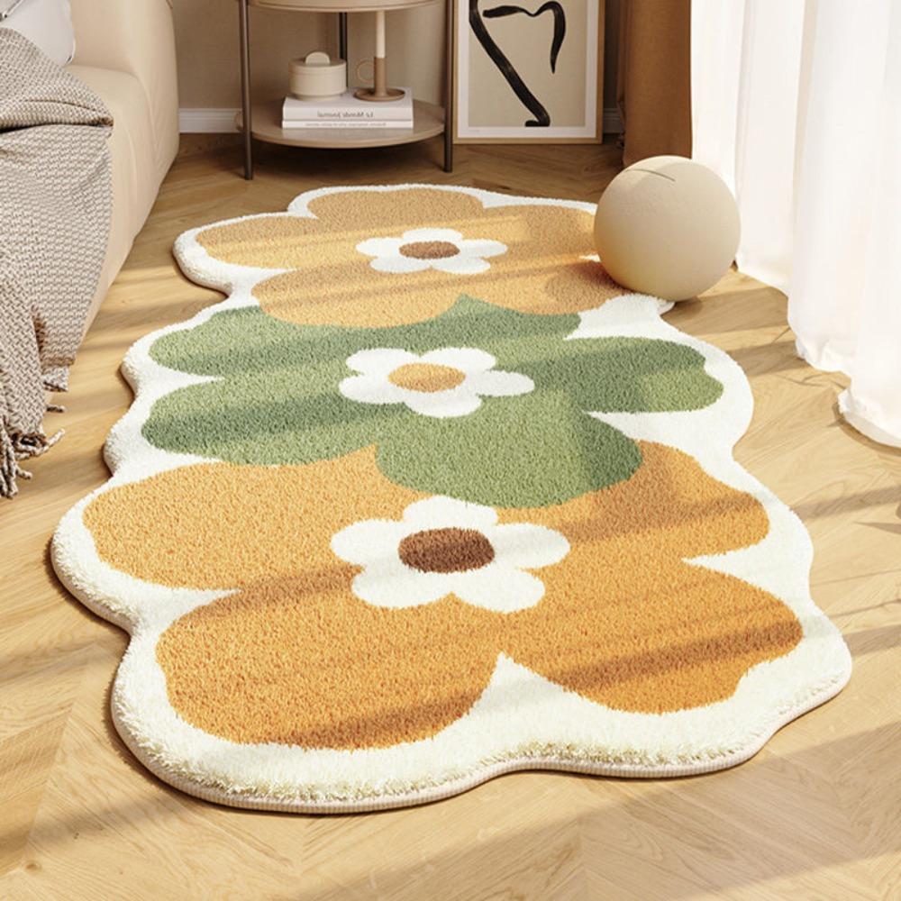 Anti-slip Floor Mat Plush Flower Rugs Nordic Style Carpet Bedroom Decor