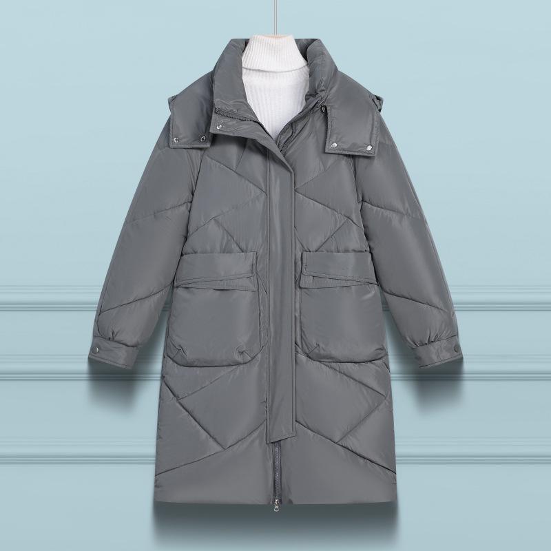 

Женское хлопковое пальто средней длины с капюшоном в корейском стиле, зима 2024 M