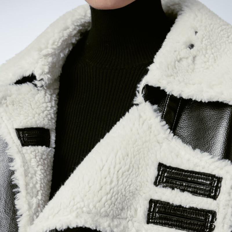 JNBY Women's Faux Fur-Look PU Lapel Jacket