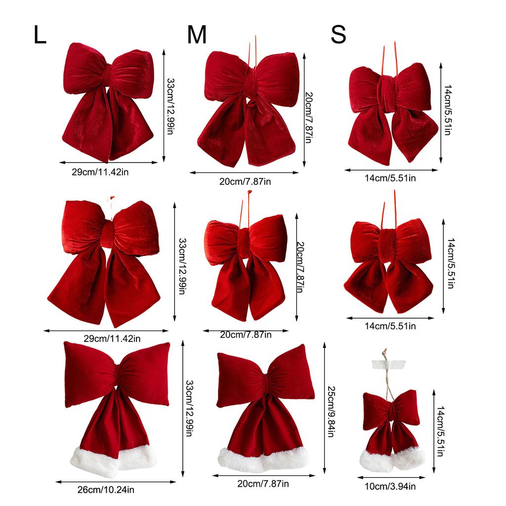 Sametové mašle Vánoční ozdoby na stromeček Elegantní festivalová závěsná dekorace pro domácí párty svatbu sváteční potřeby