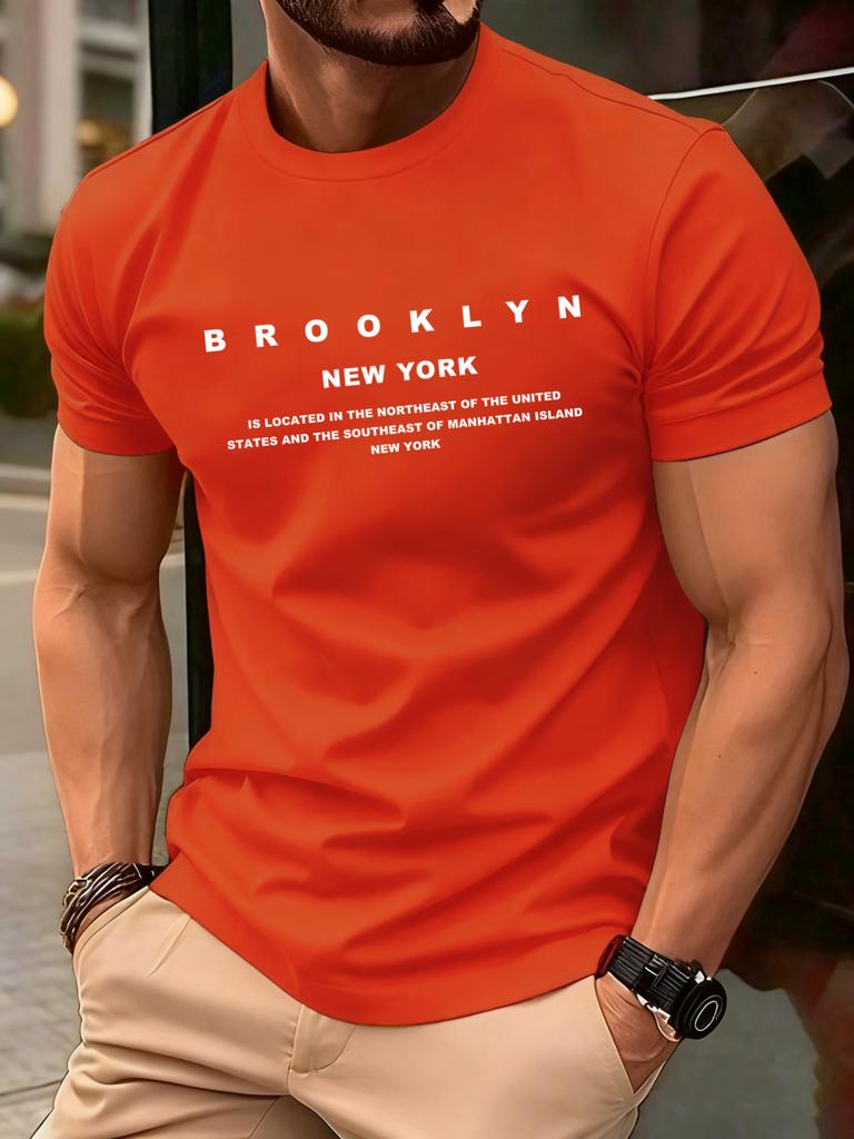 Brooklyn New York Letter Print Men T Shirts Summer Retro Hip Hop Short Sleeve Cotton Fashion Loose Clothes Unisex ONeck TShirt