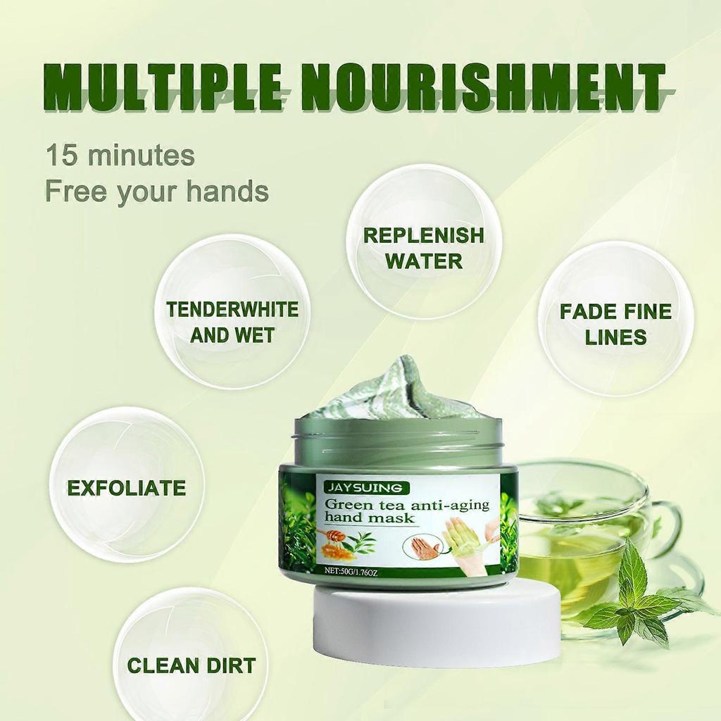 Limited time!!Youdaoplaceholder0 Green Tea Anti-Wrinkle Hand Mask Moisturizes, Removes Dead Skin And Calluses, Repairs And Tightens, Tear Off Handle M