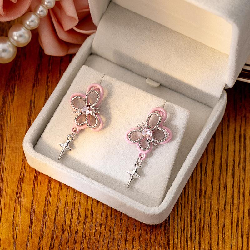Stylish Butterfly Hollow-out Earrings In Pink for Beach Vacation