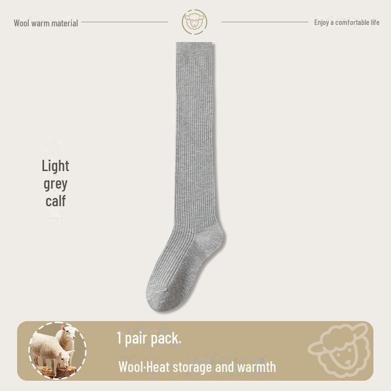 "Wool Thigh-High Socks, Double-Needle Stripes, Slim & Warm for Autumn/Winter"