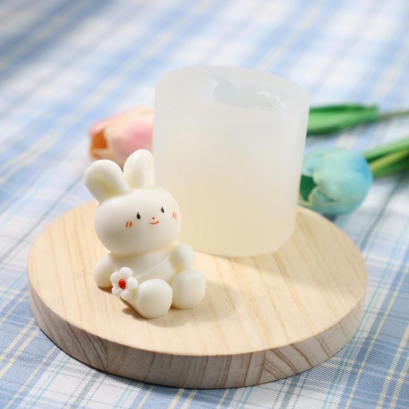 3D Rabbit Silicone Mold Easter Aromatherapy Candle Mould Resin Clay Soap Making DIY Craft Chocolate Cake Decorating Tool