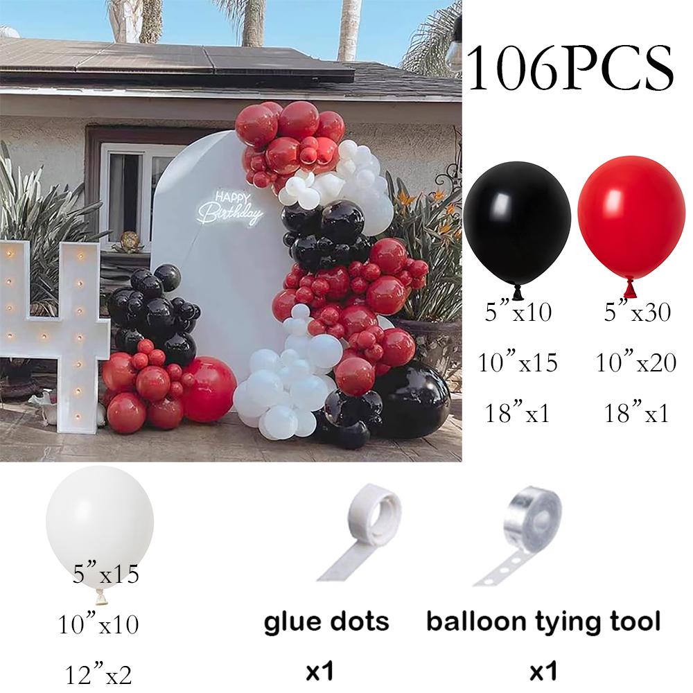 

Birthday Party Decor Balloons Garland Black Red White Latex Balloon Arch Kit Baby Shower Graduation Wedding New Year Decoration AS Picture
