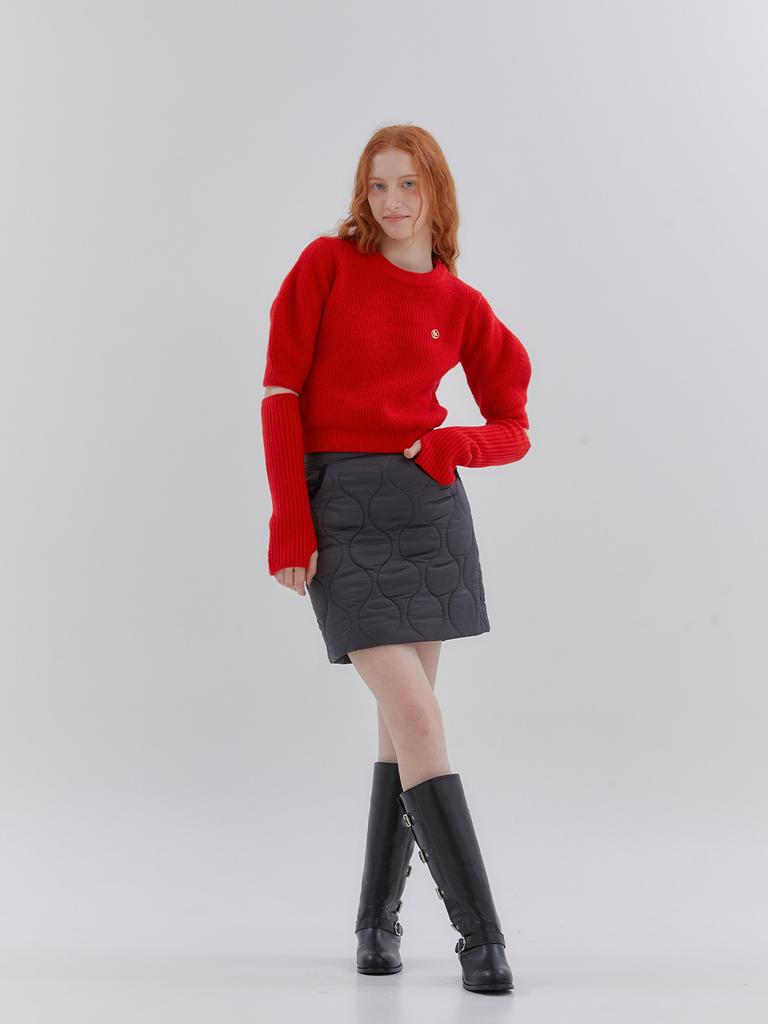 Anoetic Wave Line Quilting Skirt_Black