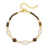 Caramel-Colored Tiger Eye & Freshwater Pearl Necklace and Bracelet Set: High-End Autumn/Winter Style