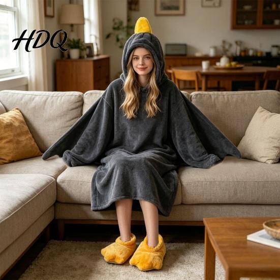 Goose Onesie Costume 1 Set Blanket Hoodie Unisex Cartoon Pajamas Set Oversized Soft Warm Adult Hooded Bodysuit with Yellow Beak Design Winter Party