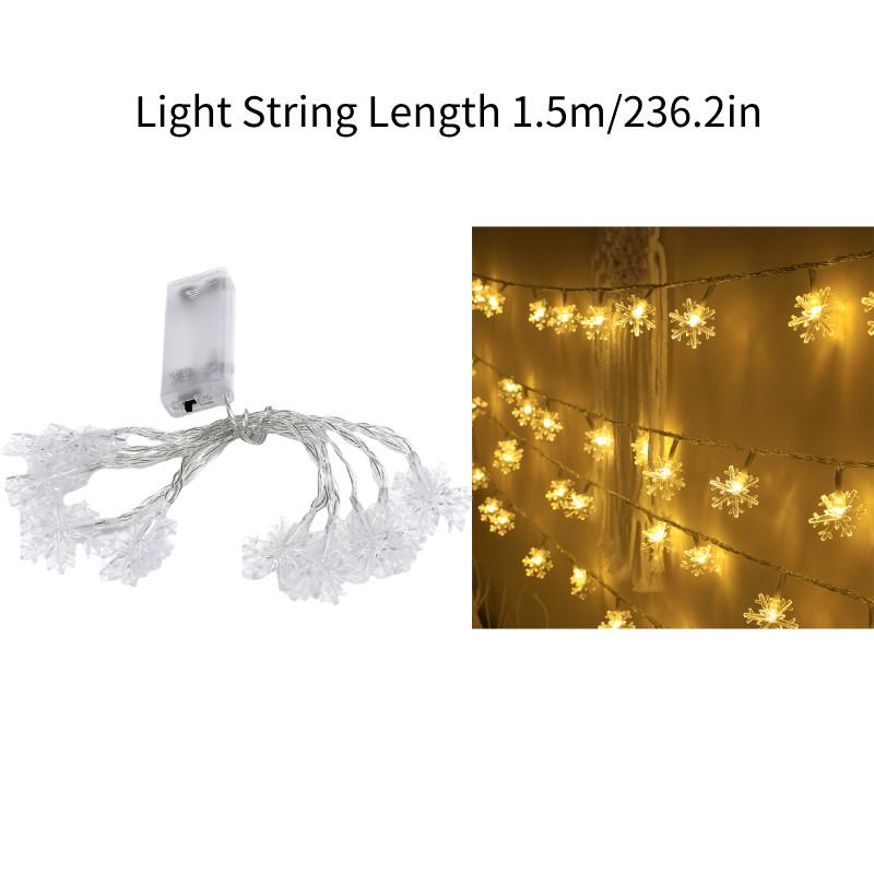 

Led Lights Snowflake Battery Xmas Fairy String Light Wedding Party Decor Garden 1.5m теплый белый