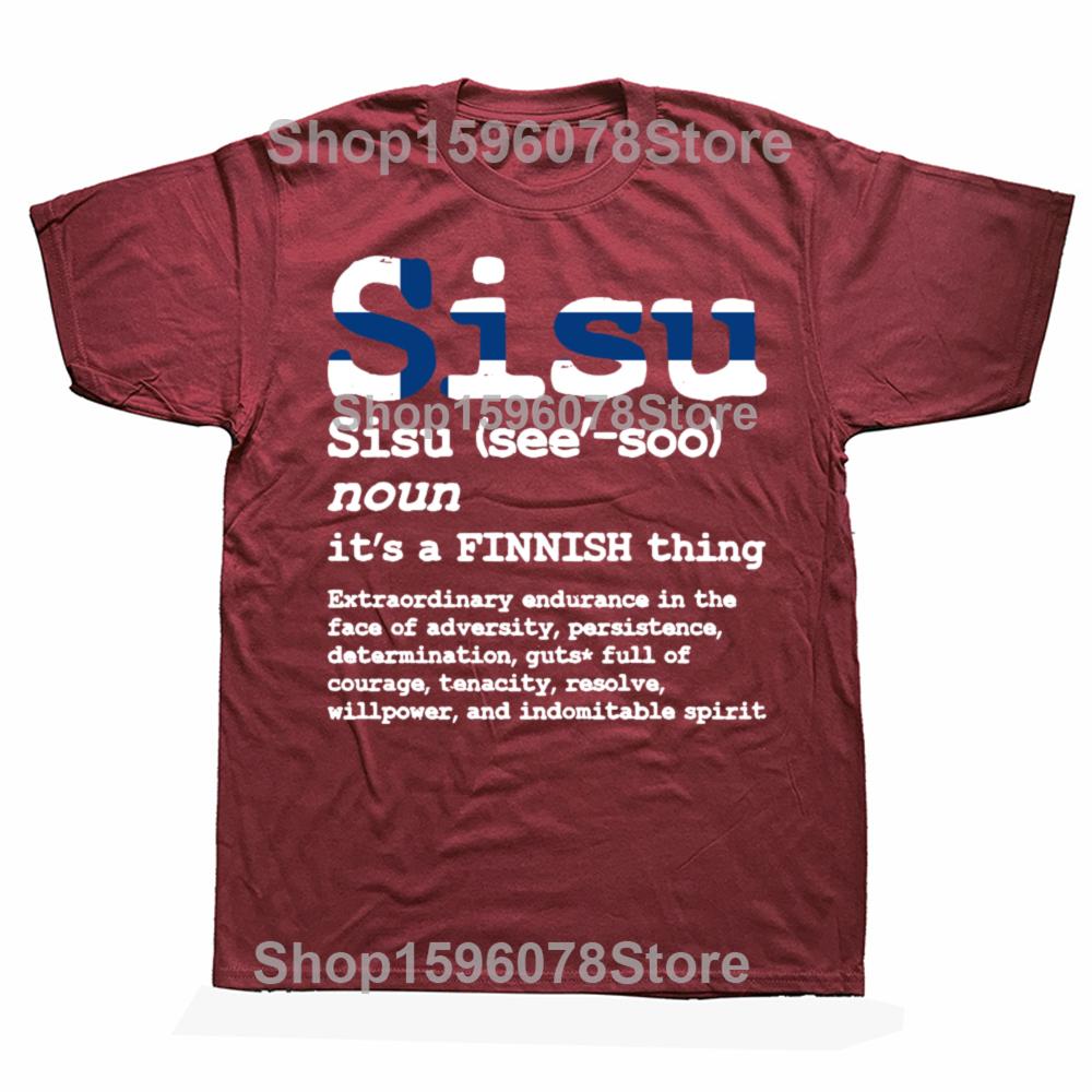Funny Finnish SISU Strength Courage T Shirts Cotton Birthday Gifts Mens Clothing Fashion Casual Loose Oversized T Shirt