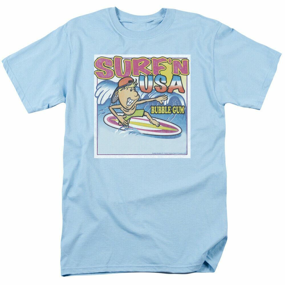 

26 Dubble Bubble Surfn USA Gum T Shirt Mens Licensed Bubble Gum Light Blue Unisex T-Shirt L