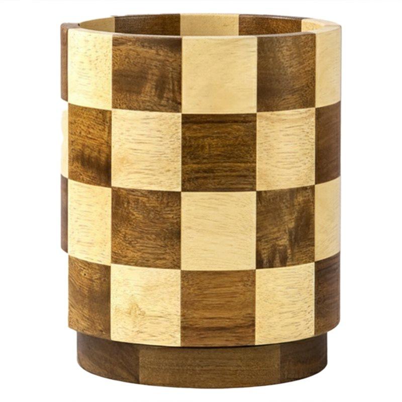 Wooden Utensil Holder For Kitchen, 360° Rotating Wood Large For Countertop Utensil Storage Rack